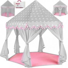 0047 kindertent grijs en roze