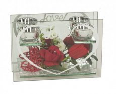 2681 glazen decoratie met rode roos
