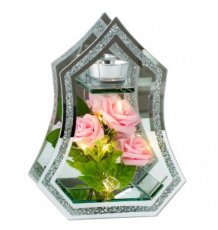 4007 glazen decoratie met roze rozen