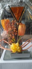 7927 glazen decoratie met oranje tulpen